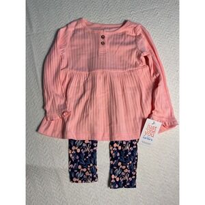 Just One You Carter's Toddler Girls Pink Ribbed Tunic Top Floral Leggings Set 2T